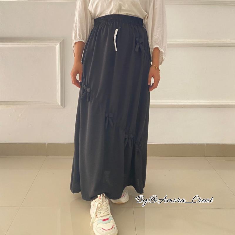 Rok Terbaru pita// rok wanita // rok dewasa // rok premium // rok pita // rok jumbo bb 40-75kg Cantik Nyaman Panjang Melar Serut Santai Pendek Variasi amora  skirt 7