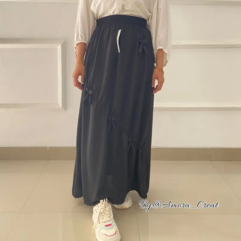 Rok Terbaru pita// rok wanita // rok dewasa // rok premium // rok pita // rok jumbo bb 40-75kg Cantik Nyaman Panjang Melar Serut Santai Pendek Variasi amora  skirt 6