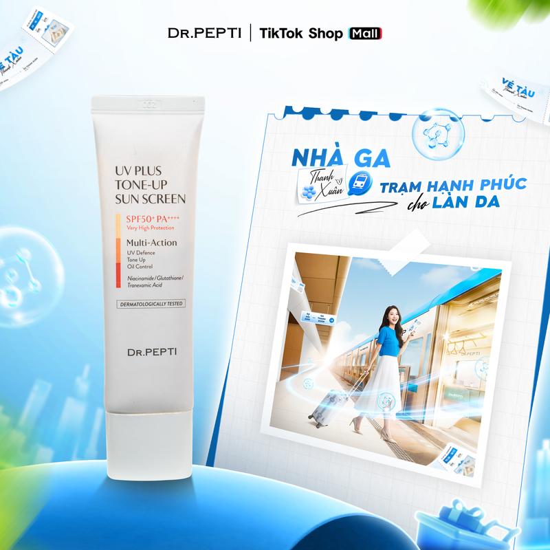 Kem Chống Nắng Dr.Pepti Uv Plus Tone-Up Sunscreen SPF 50+ PA++++ Phổ Rộng Nâng Tone Da, Hiệu Chỉnh Tông Da, Bảo Vệ Làn Da, Phù Hợp Với Mọi Làn Da, Dành Cho Cả Nam Và Nữ 50ml