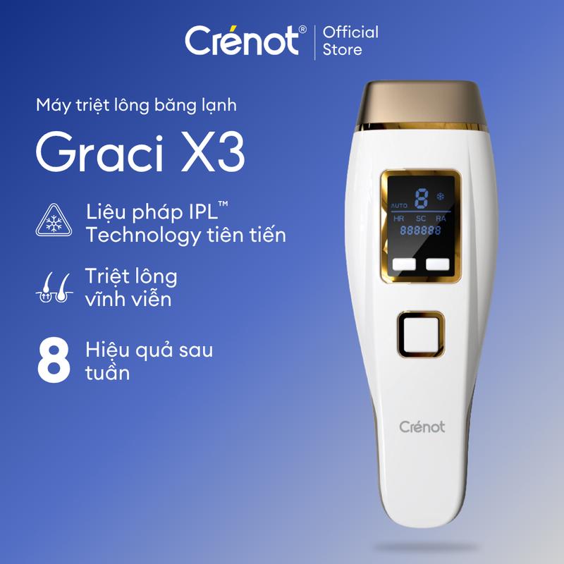  Máy triệt lông mini vĩnh viễn Crenot Graci X3 tẩy lông lạnh bikini vùng kín nữ may triet long cam tay IPL tại nhà 