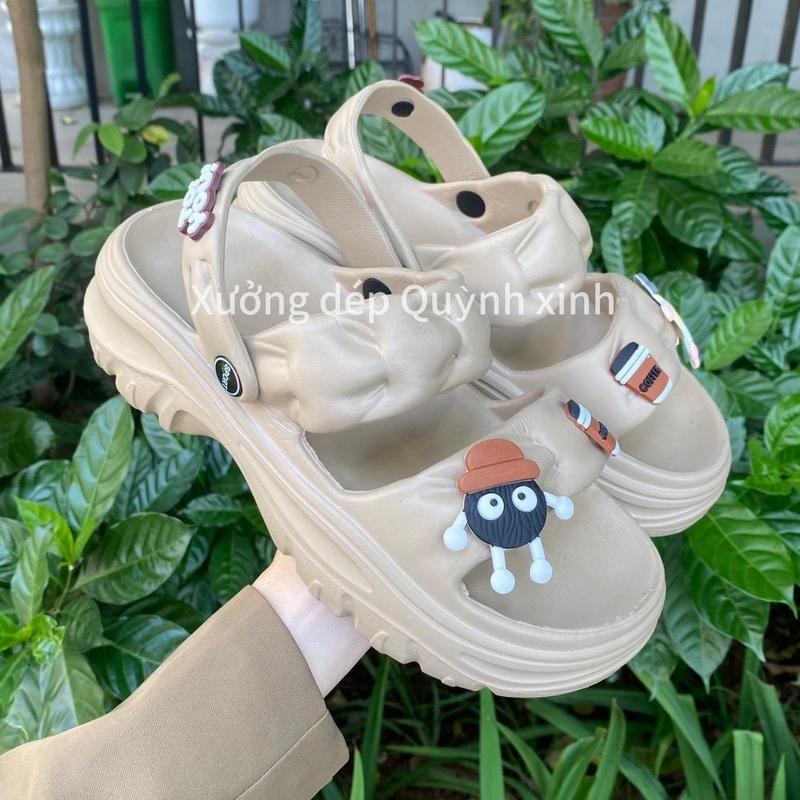 QX011 Dép nữ đế 5cm gắn stiker xinh xắn, sandan nữ siêu mềm, chống trơn trượt GiàY Hoa DéP Shoes