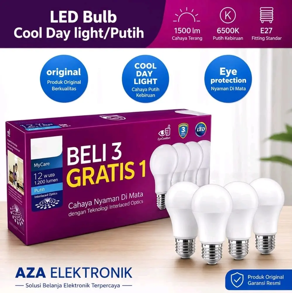 Masih Promo !! ( Isi 4 Bohlam ) Bola Lampu Led 12W Beli 3 Gratis 1 Warna Putih Terang
