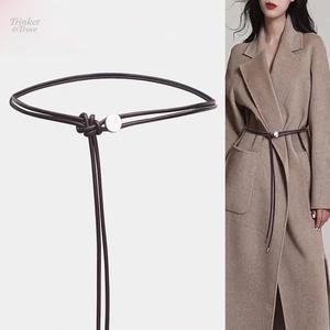 Tali pinggang wanita kulit asli yang nipis, gaya Korea, gaya Ins, mewah namun berpatutan, sesuai untuk gaya komuter, bergaya dan serbaguna, sesuai dipadankan dengan skirt, sut, serta seluar panjang, tali pinggang hiasan