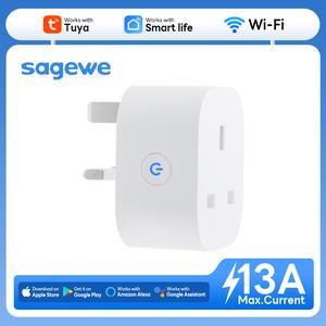Palam Bluetooth Pintar, SAGEWE, Suis Soket Bluetooth 13A, dengan Monitor Kuasa RF433 MHz, Kawalan Jauh, Soket Bluetooth, Serasi Jenis-C, Sesuai untuk Pembantu, Palam UK