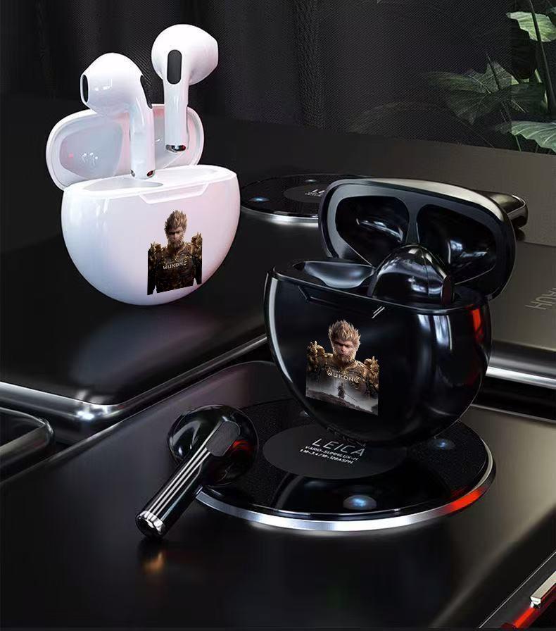 xctopest HT38 Black Myth Wukong AI Earphone TWS 50dB Peredam Kebisingan Aktif, Bluetooth 6.0, Daya Tahan Baterai 47 Jam, Headphone Nirkabel Sejati, IP54