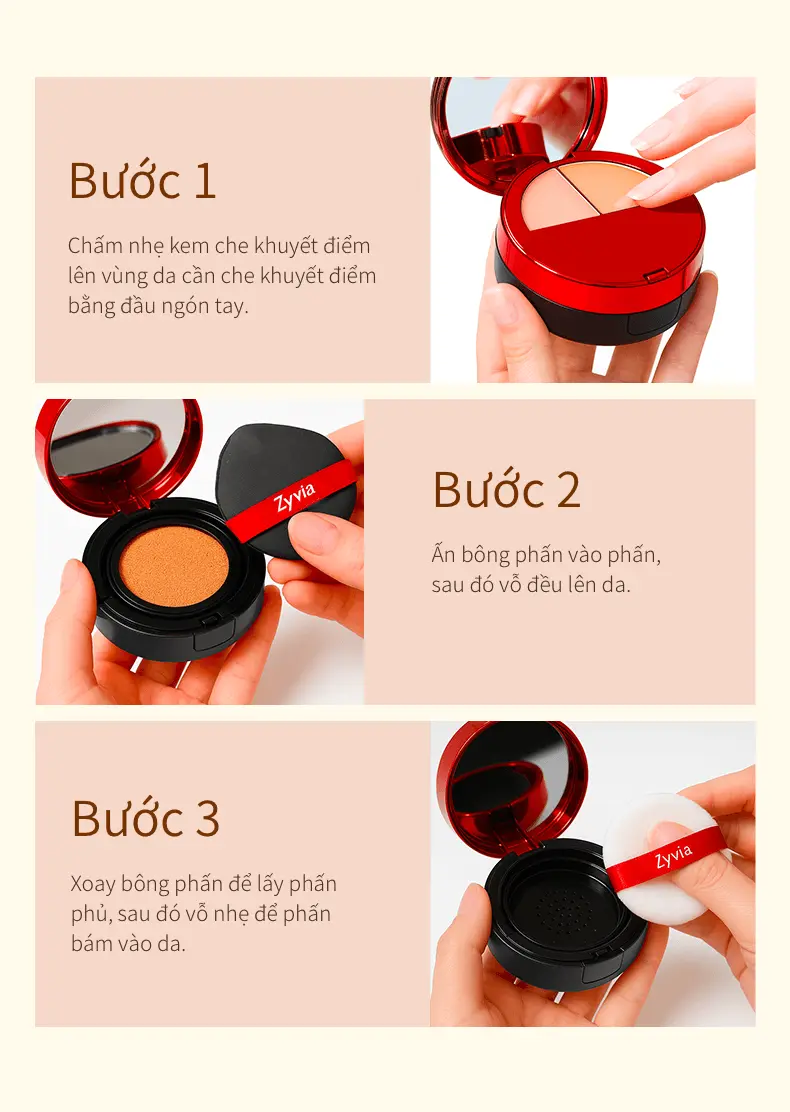 Hình ảnh ZYVIA  3 in 1 cushion   10g+1.2g*2+2g Hỗ trợ lớp nền mịn mềm và hỗ trợ lâu trôi chống thấm nước Lâu Trôi Đến 12Giờ 17