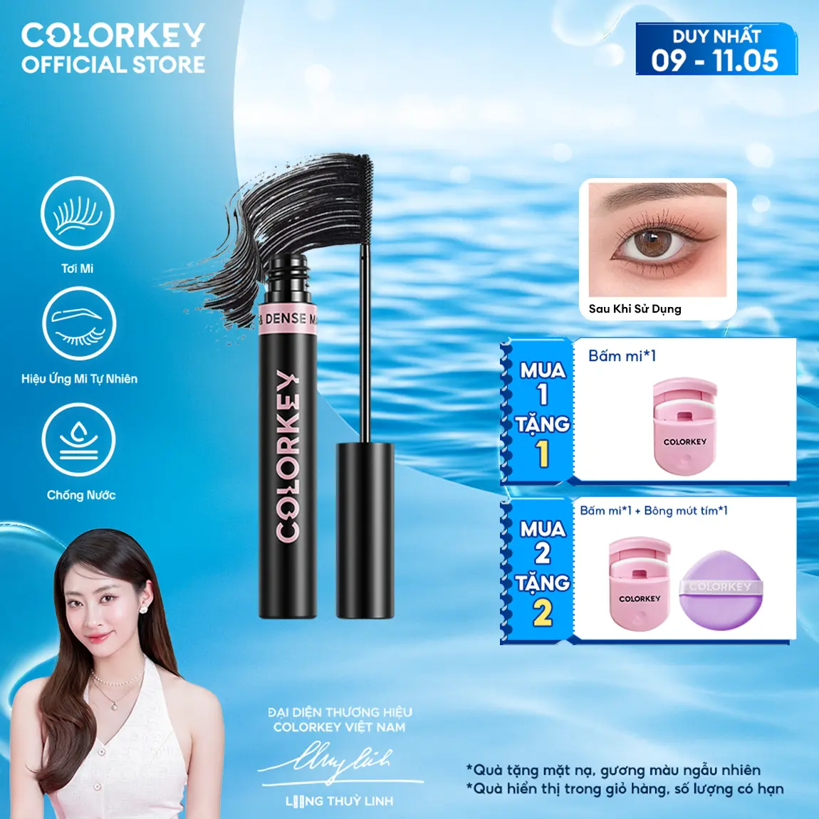 Mascara COLORKEY Hỗ Trợ Giúp Mi Dài Và Tơi, Tạo Cảm Giác Tự Nhiên, Nhanh Khô, Không Lem Trôi 4.5g