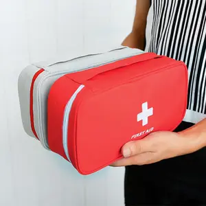 (Baru) TAS P3K Pouch Dompet First Aid Kit Merah Kotak Obat  Organizer Serbaguna