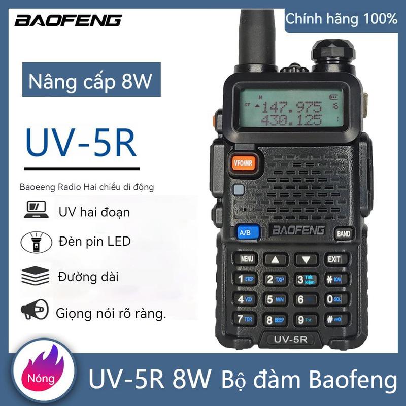 Baofeng UV-5R Bộ Đàm Hai Chiều 8W Màn Hình LED Pin Trâu Bắt Xa 15KM Tần Số Kép VHF UHF Nghe FM Chức Năng VOX Tiết Kiệm Pin