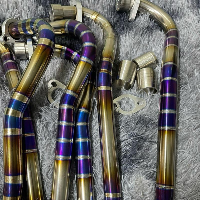 Cổ pô titan cho các xe wave 100-dream-wave a110-future led-funeo tặng khâu nối và tai cnc size 27 và 32