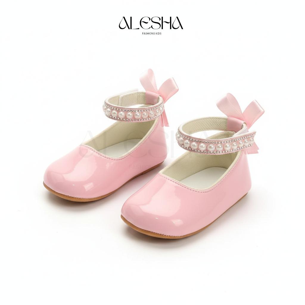 Alesha Sepatu Anak Bayi Perempuan Prewalker Flat Shoes Sepatu Balita 0-12 Bulan Sepatu Bayi Sindera Pita Gelang Kaki Permata
