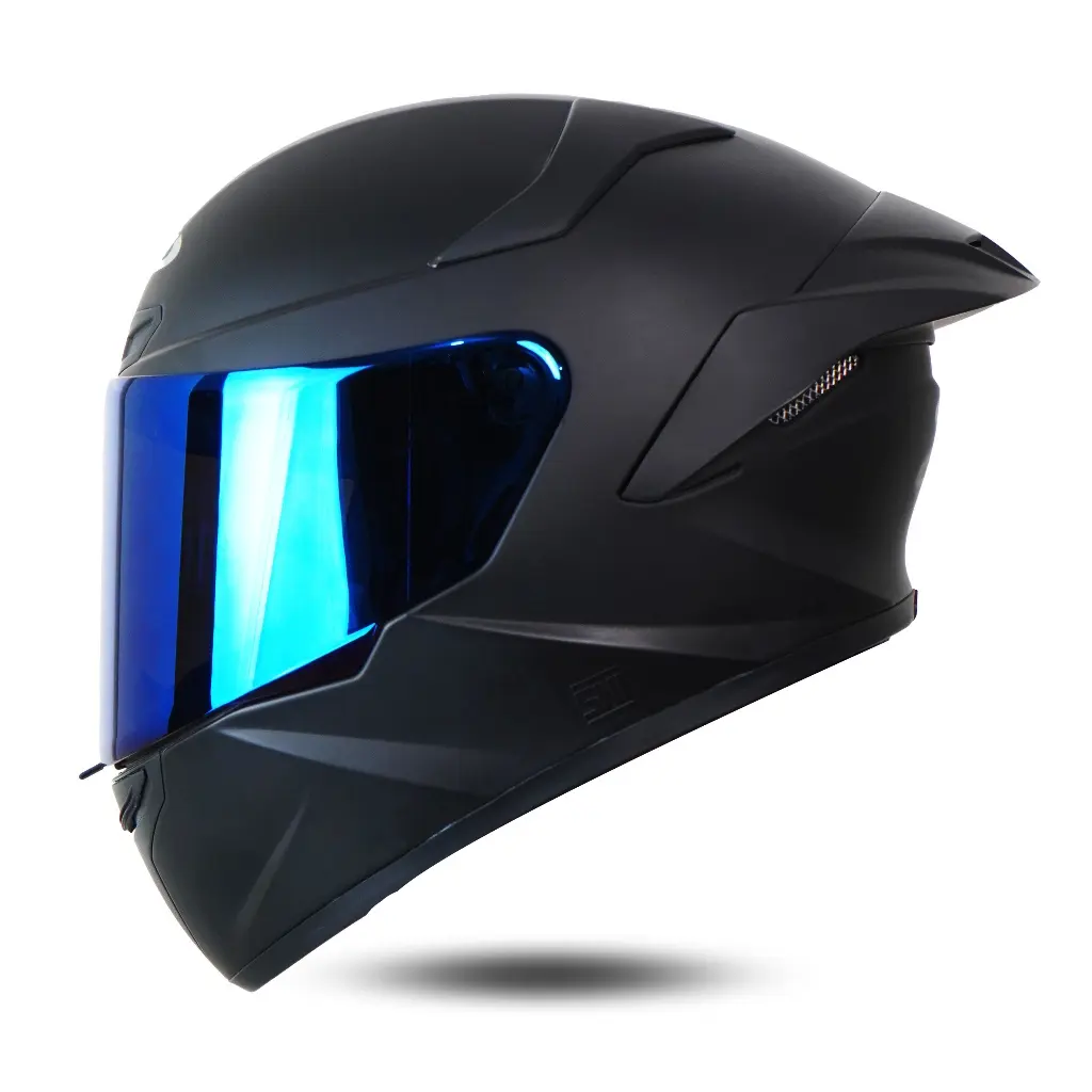 Helm Full Face Mla ttc Solid Hitam dof/Kaca Visor SIlver Solid Helm Full Face Mla Crypton Terbaru Helm FullFace BisaCOD
