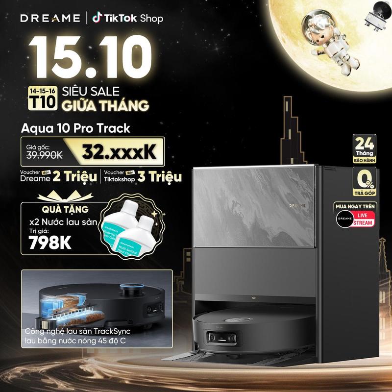 Robot hút bụi lau sàn chuyên dụng Dreame Aqua 10 Pro Track  - Bản Quốc Tế - Bảo Hành 24 Tháng