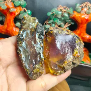 Natural Yellow Amber Kuning rough / raw paket (4)