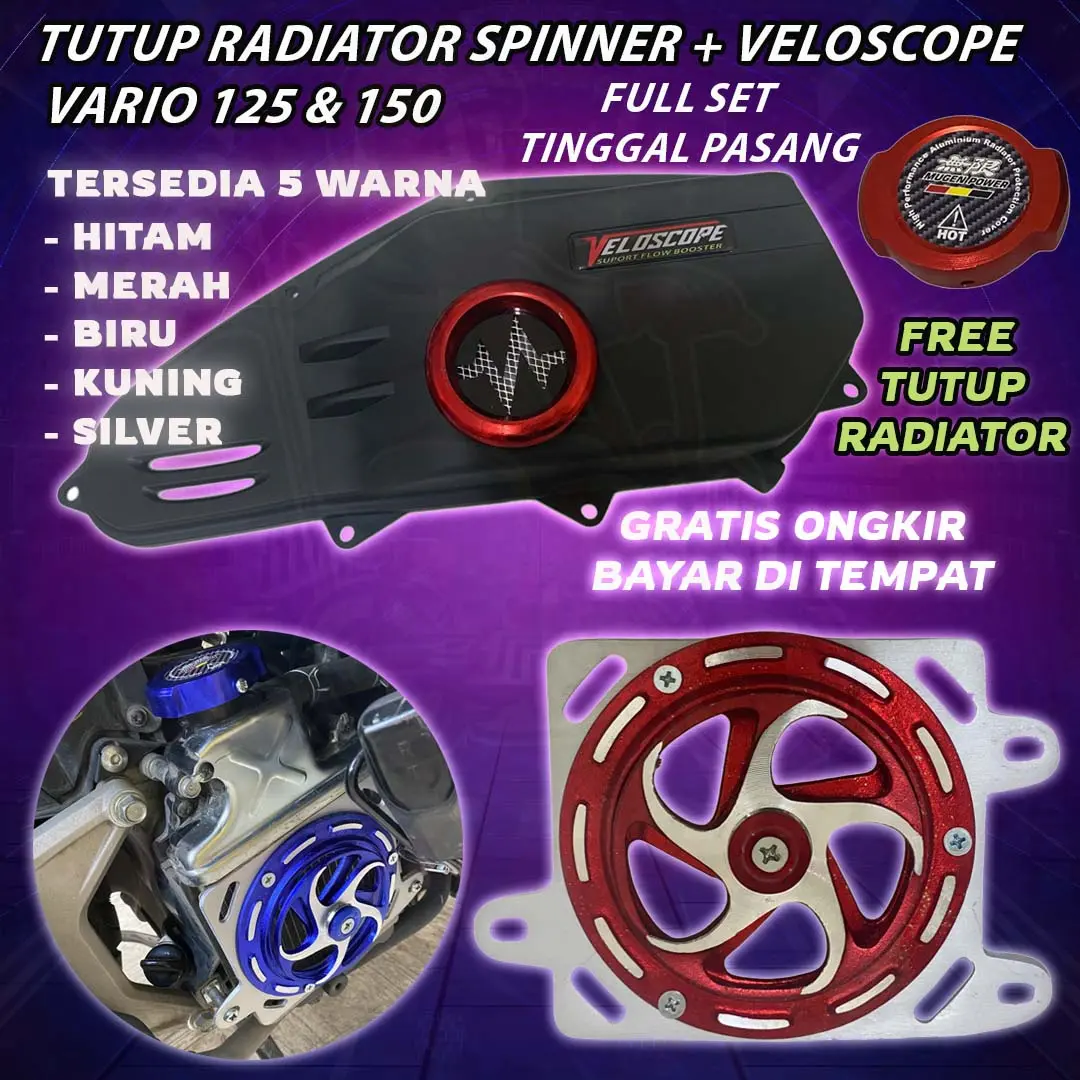 PAKET COVER RADIATOR SPINNER + VELOSCOPE VARIO 125 & VARIO 150 COVER RADIATOR SPINNER VARIO 125 TUTUP RADIATOR SPINNER VARIO 150 TUTUP FILTER VELOSCOPE VARIO BOX FILTER VELOSCOPE VARIO 150 BOX FILTER SLIM VARIO SPINNER VARIO 150 SPINNER VARIO 125