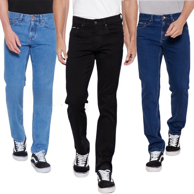 [PROMO] Celana Jeans Panjang Size 27-38 Pria Lepis Model Standart Reguler/Celana Jeans Pria Standart Pinggang Kancing Bahan Denim 4 Warna TERMURAH 1