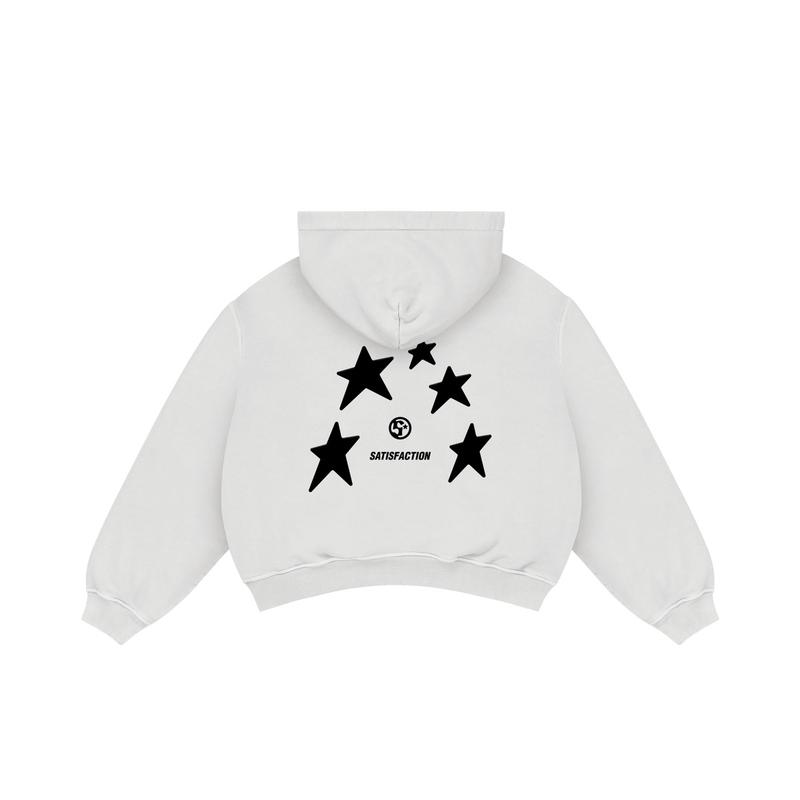 Satisfaction Hoodie Zipper Boxy 330GSM Starsy Puff White 2