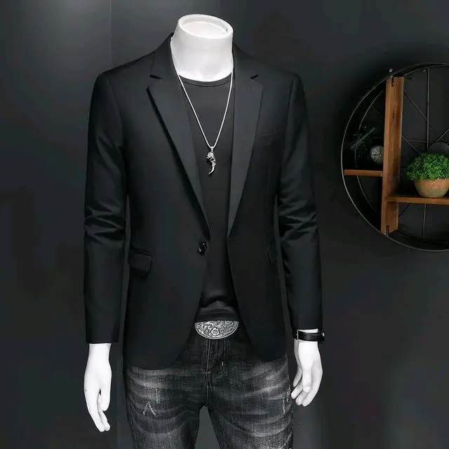Jas Formal Pria Terbaru Slim Fit Hitam Blazer - Puring Penuh & Busa Bahu - Kantor, Setelan, Semi, Celana, Pengantin 0