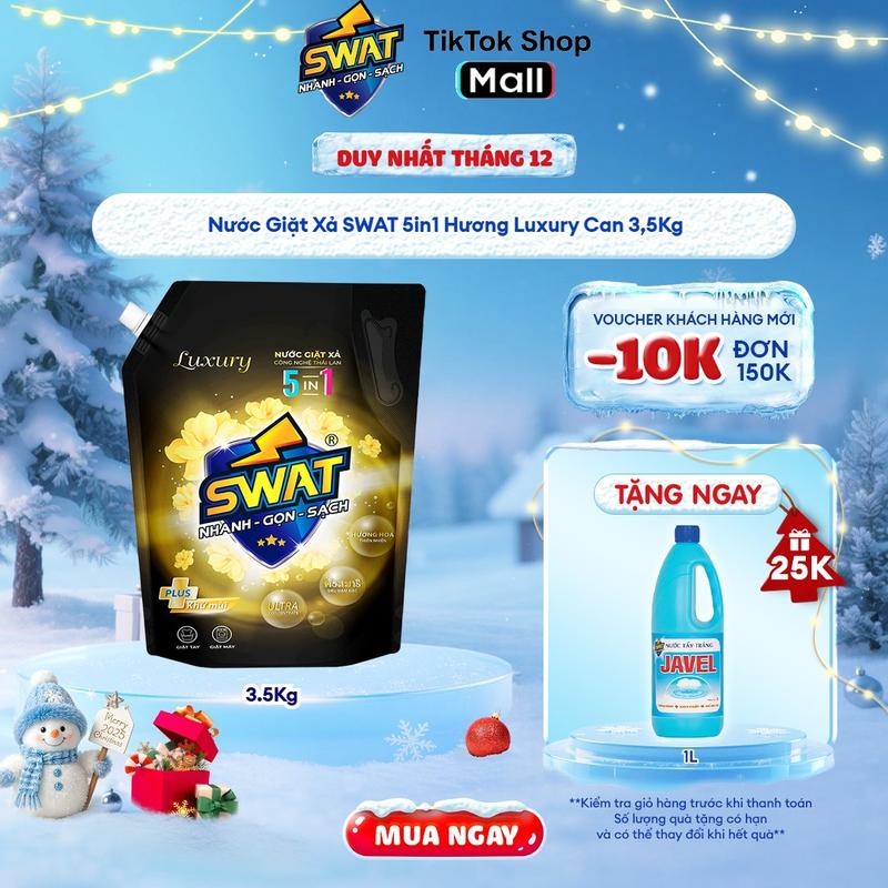 Nước Giặt Xả SWAT 5in1 Hương Luxury Can 3,5Kg
