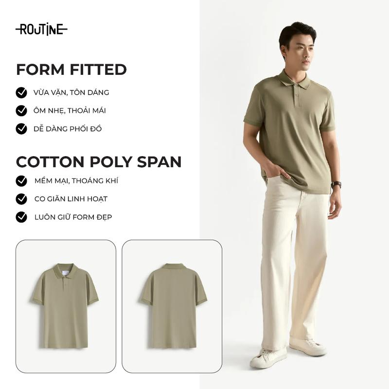 Áo Polo Trơn Tay Ngắn Co Giãn Thoáng Mát Form Fitted - Routine 10S26POL032