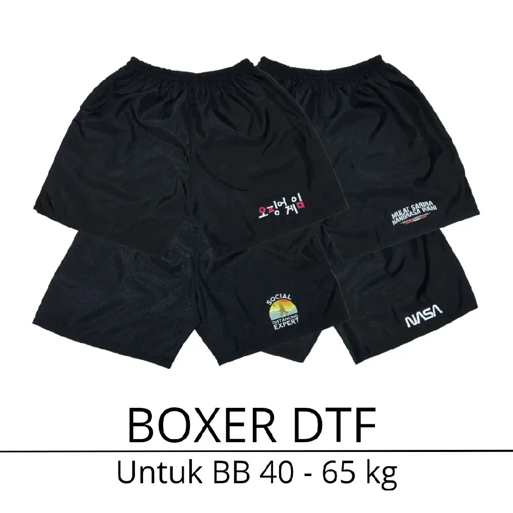 Celana Boxer Hitam Sablon Pria Kolor Pendek Wanita All Size Nyaman Santai Harian Ecer Harga Grosir Termurah