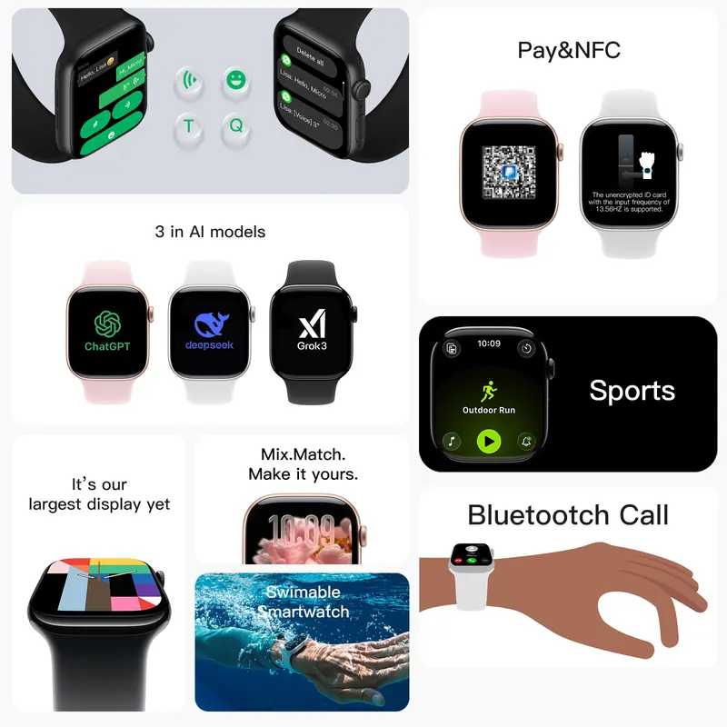 【Microwear】Relógio Smartwatch W11 Pro mini 42mm Responde Whatsapp Série 11 Tela Amoled À Prova D'água IP68 + Brindes