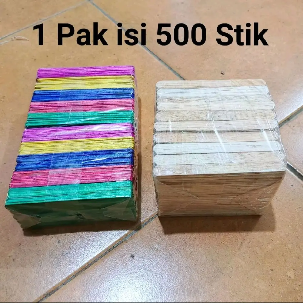 1 Pak Stik Es Krim Kayu Warna & Polos Isi 500 Pcs Paket Lengkap Cocok Untuk Kebutuhan Anda