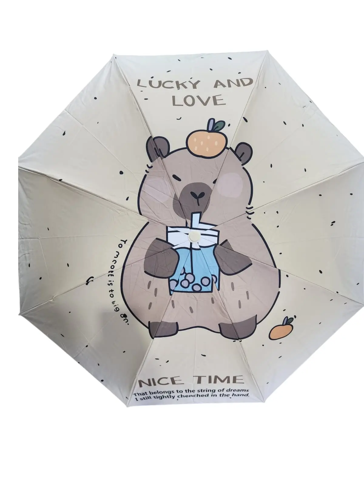 Payung Lipat 4 Fancy Anti UV Motif Capybara Lapis Hitam/Payung Fancy/Payung Lipat