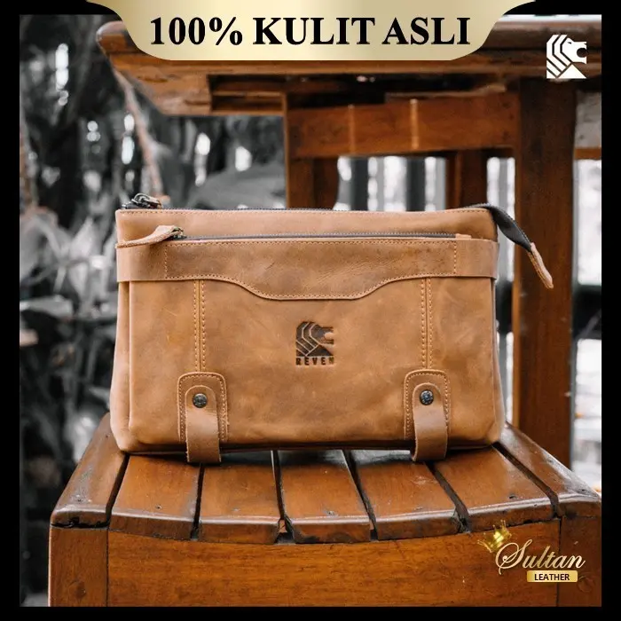 BORONG! CLUTCH HANDBAG TAS TANGAN PRIA KULIT SAPI ASLI LISBON LEATHER BAG 0