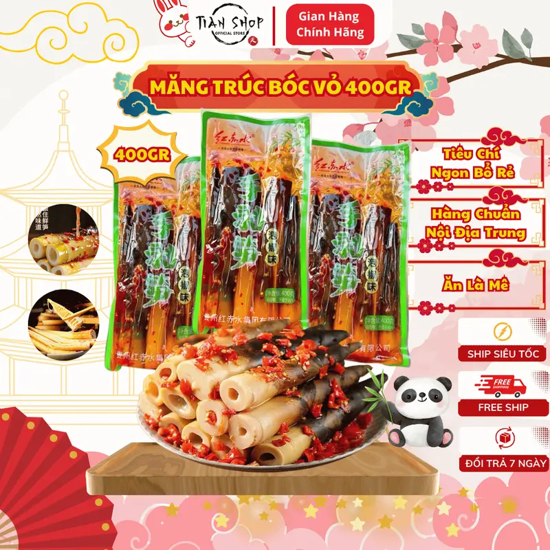 Măng tứ xuyên cay giòn gói to 400gr - Măng bóc vỏ 0