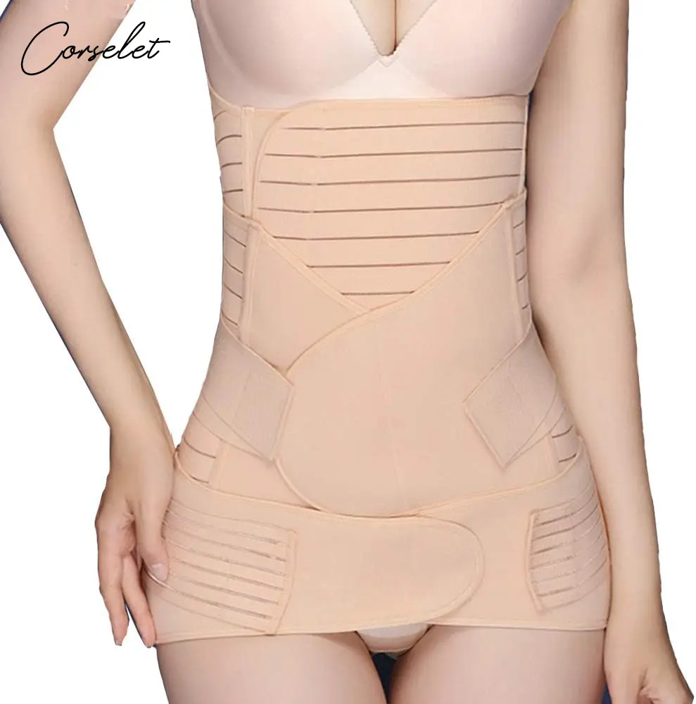 CORSELET 3 In 1 Girdle After Manganak 3 Pcs Cs Binder For Tummy Original Waist Trainer After Pregnancy Postpartum Gerdel Corset Body Shaper For Women Belt For Tummy Tucker