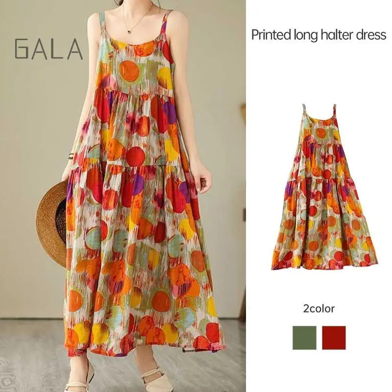 Korean Version Loose Printed Dress Long Slip Dress Women Temperament  EleKaylaniynt Dress Kaylaniy - TikTok Shop Philippines