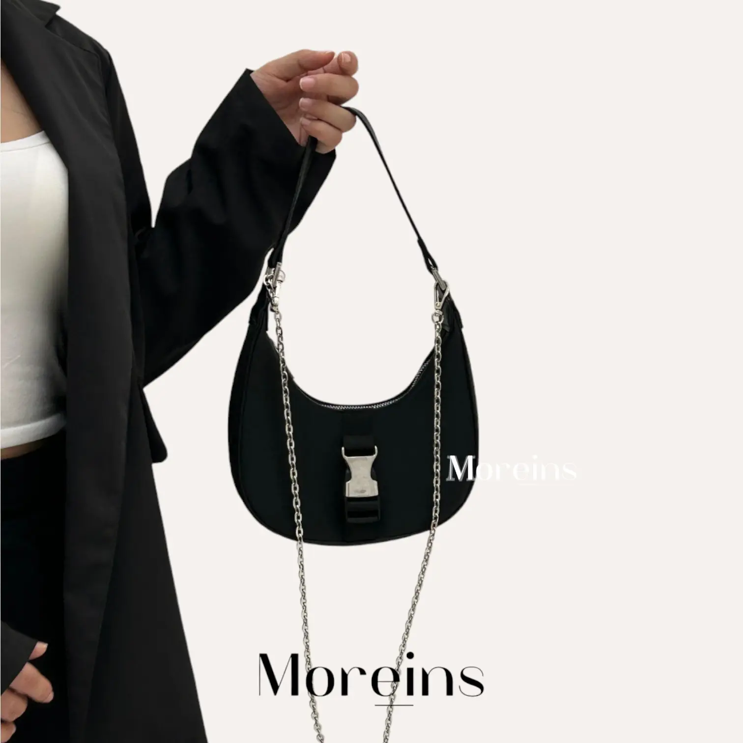MOREINS MR2404026 Luna Slingbag Tas Bahu Wanita Tas Rantai Slempang Street Style Mini tapi muat banyak Kulit PU REAL PICT Selempang