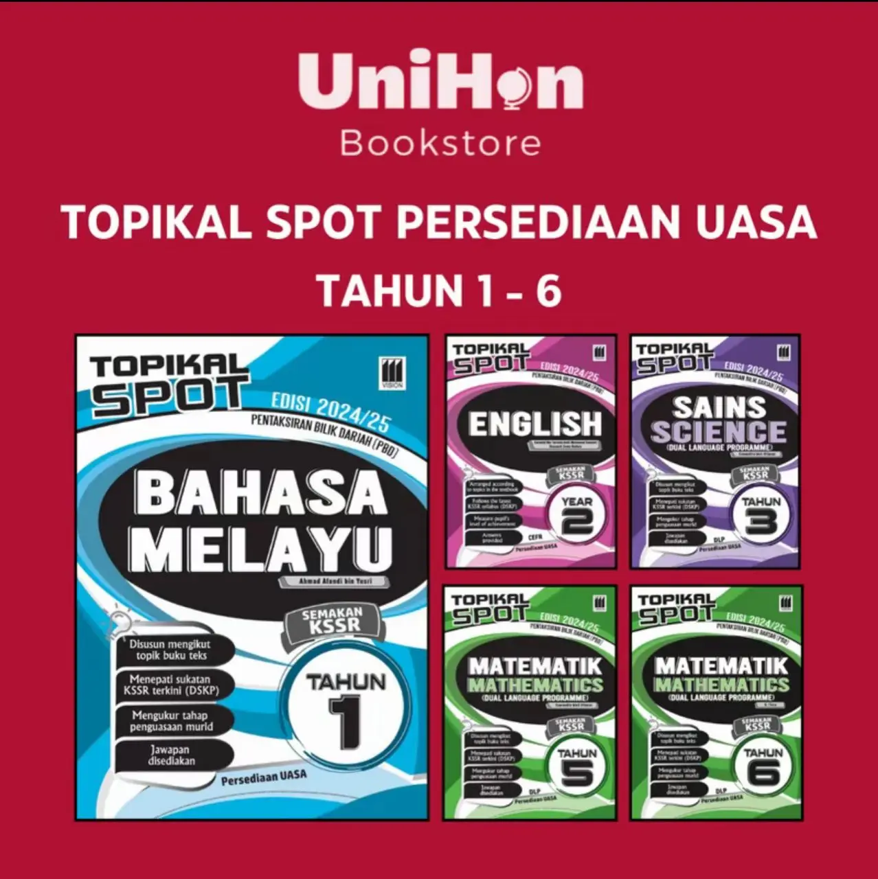 [UNIHON] Buku Latihan SPOT | PENGUKUHAN & SUMATIF UASA (Tahun 1, Tahun 2, Tahun 3, Tahun 4, Tahun 5, Tahun 6) Edisi 2024