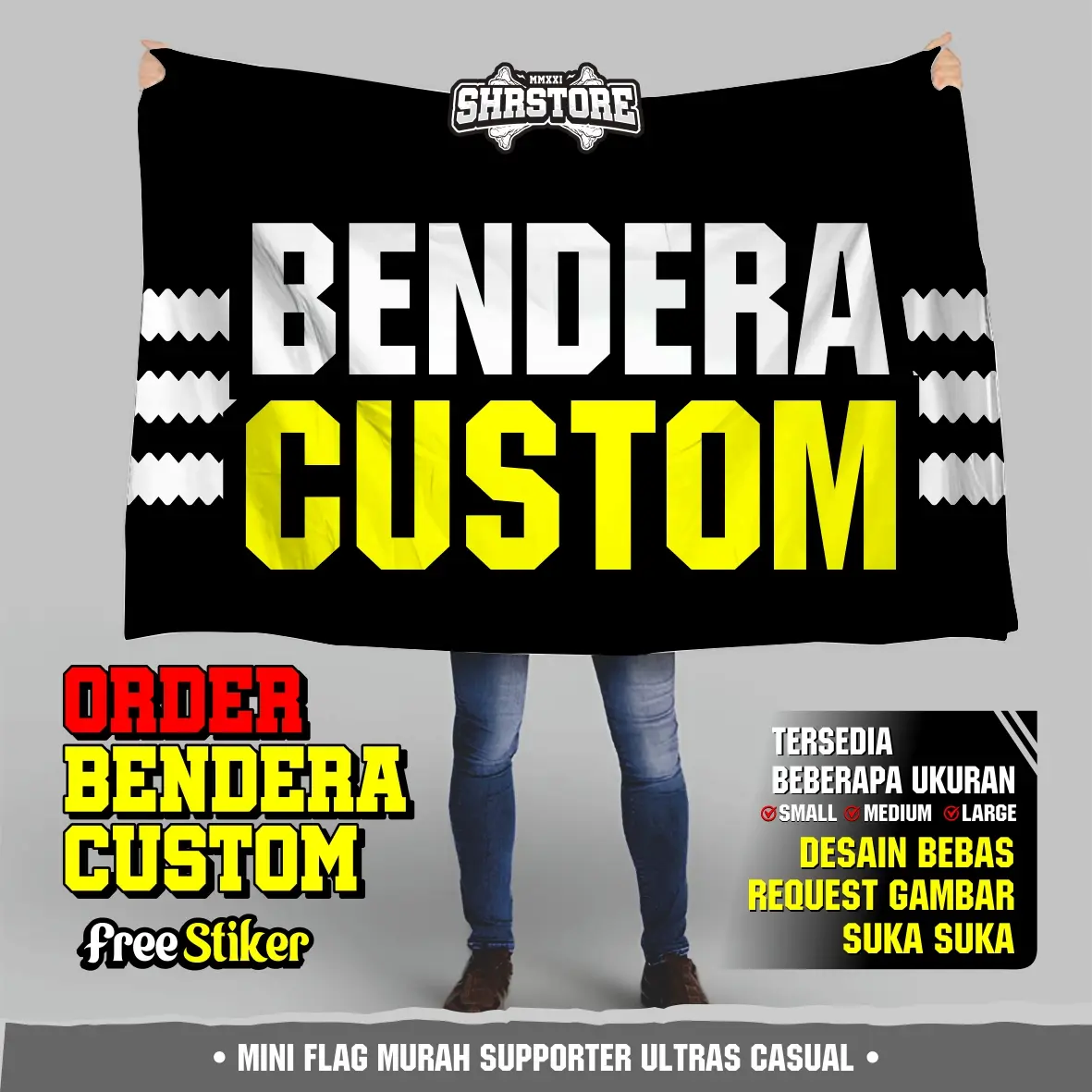 COD CUSTOM REQUEST BENDERA MURAH DESAIN/GAMBAR SUKA SUKA FREE STIKER 1 PACK, SUPPORTER CASUAL KOMUNITAS GRUP KELAS ORGANISASI