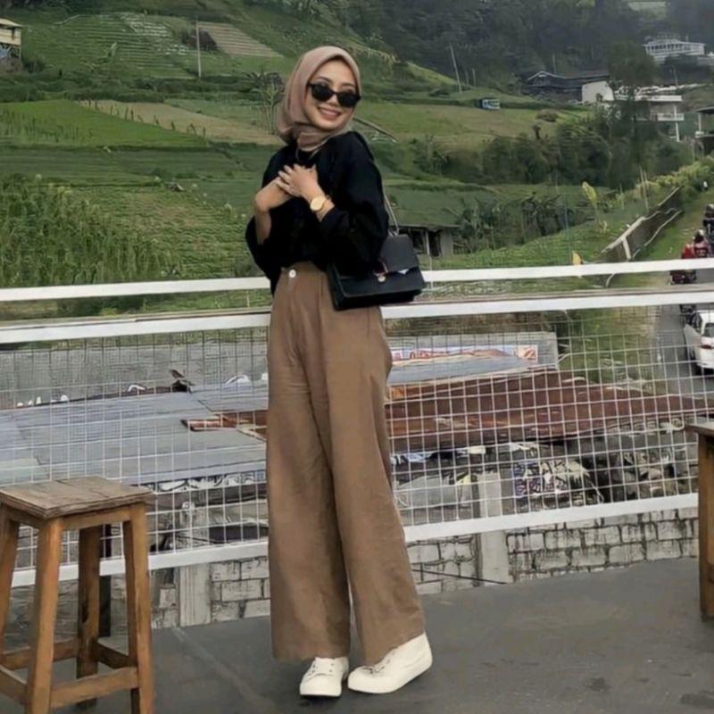 Kulot linen highwaist kulot linen SEOUL kulot wanita celana wanita kekinian korean style 0