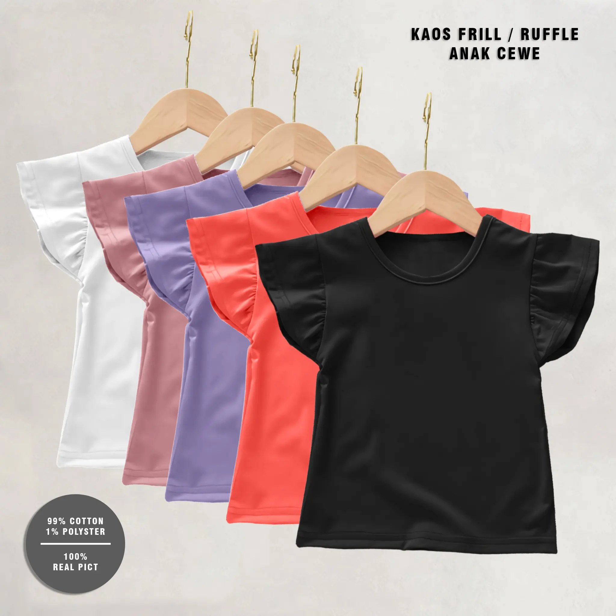 Atasan Fashion Anak Perempuan / Anak Cewe Model Kaos Frill / Ruffle S M L XL 2XL 3XL