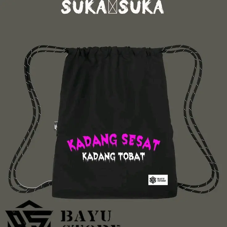 tas serut Stringbag Ransel punggung tas olahraga tas sekolah kekinian pria dan wanita kata kata kadang sesat kadang tobat kata kata viral