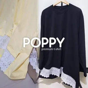 POPPY Oversize T-shirt Lengan Panjang Motif Renda