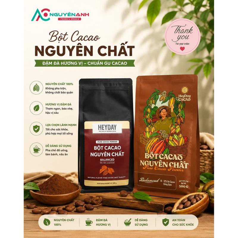 Bột Cacao Heyday Cacao Nguyên Chất - Dòng Balance thượng hạng