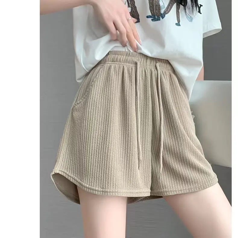 Ice Silk Sports Women's Summer Thin Korean High Waist Loose Slim and Versatile Casual A-line Wide Leg Hot Pants