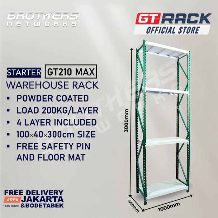 Gambar RAK GUDANG BESI GT RACK GT210 MAX– WAREHOUSE RACK 200KG TINGGI 4 SUSUN 4 METER LEBAR 40CM PANJANG 1M - STARTER dari BrothersNetworks Kota Administrasi Jakarta Barat Tokopedia