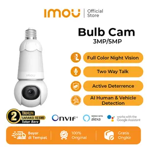 IMOU Bulb 3MP/5MP & Bulb 2C 3MP Kamera Smart CCTV Wi-Fi 6 Bohlam Lampu Full Color Night Vision AI Human Detection Garansi 2 Tahun