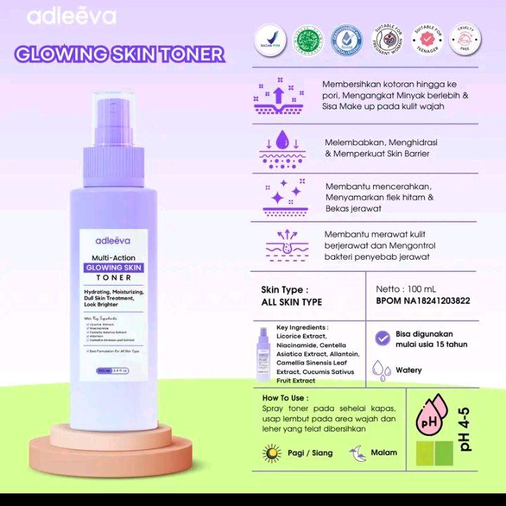 [ADLEEVA Minva] - (Paket  Pemula ISI 4) WHITENING Glow Booster / ACNE Bright Series Basic - Mencerahkan bantu samarkan flek hitam, Paket perawatan kulit berjerawat dan bekas jerawat secara maksimal BPOM HALAL 8