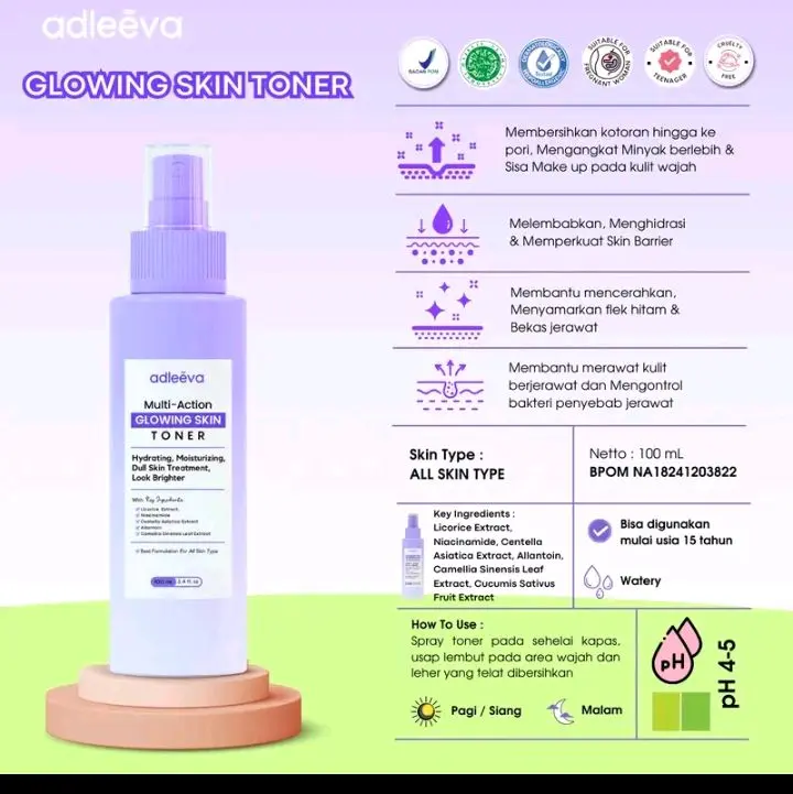 [ADLEEVA Minva] - (Paket  Pemula ISI 4) WHITENING Glow Booster / ACNE Bright Series Basic - Mencerahkan bantu samarkan flek hitam, Paket perawatan kulit berjerawat dan bekas jerawat secara maksimal BPOM HALAL 7