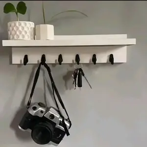 hemat ruang kamar kait & rak putih Rak Gantungan Jaket dan kunci Serbaguna Kayu Jati kebutuhan rumah warna hitam ukuran 25x25cm tahan air natural kayu tahan karat kamar tidur dinding toilet kecantikan garasi