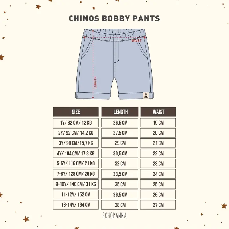 CHINOS BOBBY PANT PBohopanna B102 / B73 / Celana Chinos Anak Pendek Unisex Polos Katun 2
