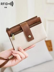 女性用RFIDブロッキング財布、軽量のファスナーデザイン、ファッショナブルでセキュア、ヴィンテージスタイルの多カードホルダー、カジュアルなビジネスや旅行向け、人気商品