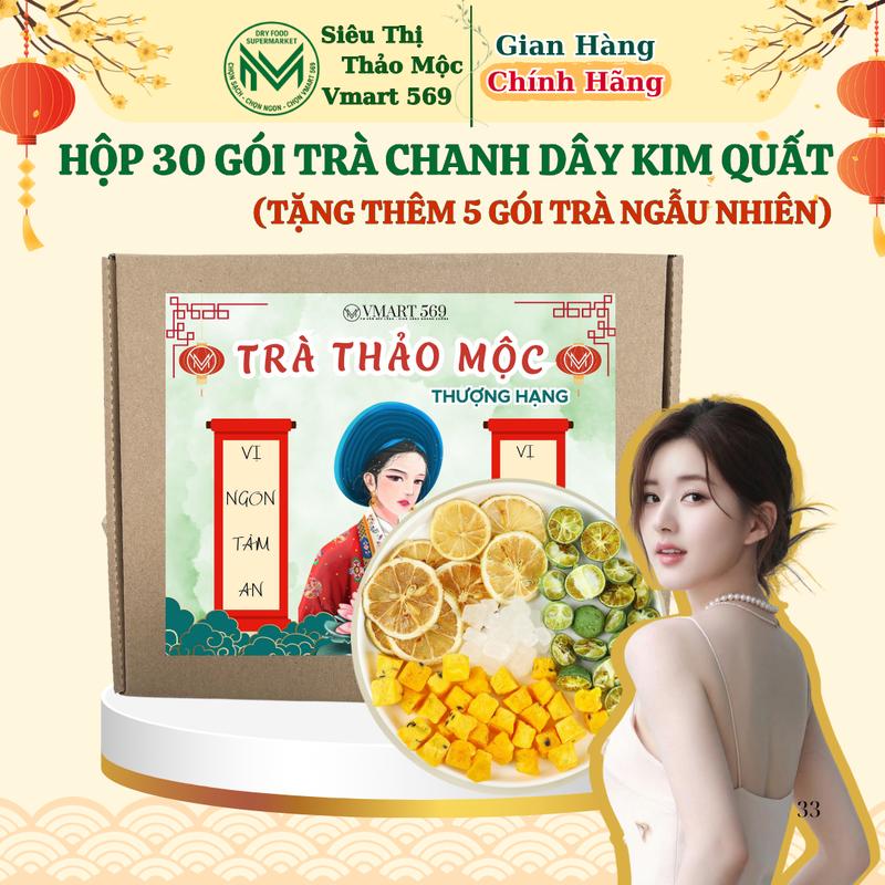 Hộp 30 gói trà detox chanh dây kim quất của Triệu Lộ tư thơm ngon thanh mát