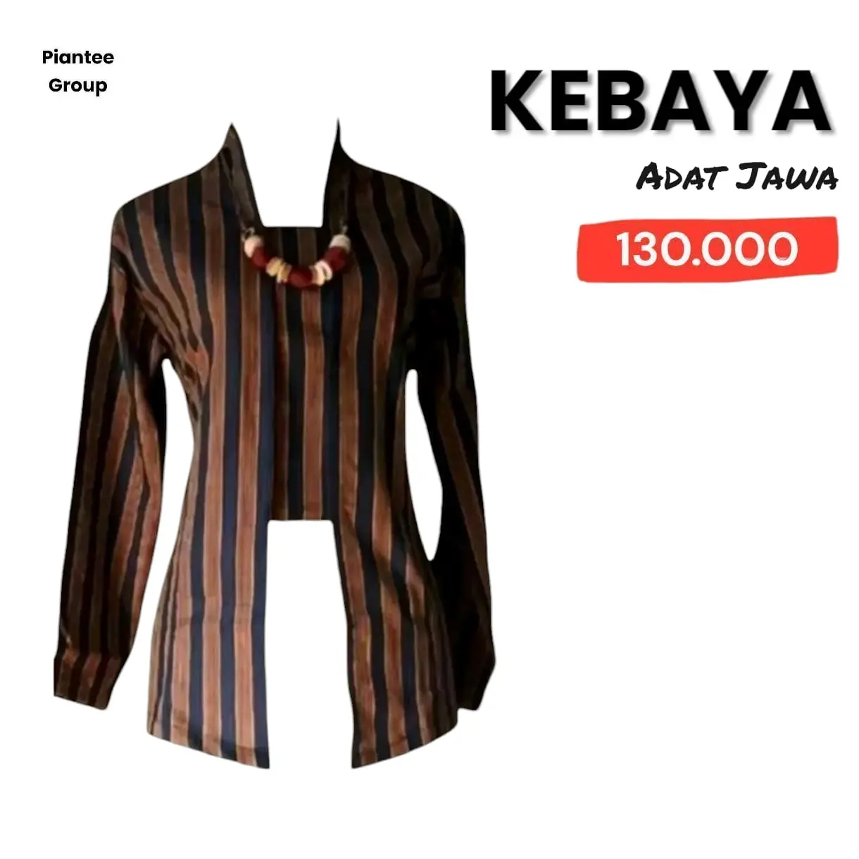 Kebaya Wanita Baju Adat Jawa Lurik Solo Jogja-Kutubaru Remaja Dewasa Motif Garis Kondangan Katun Panjang Dress Mewah Kancing Batik Pesta Hitam